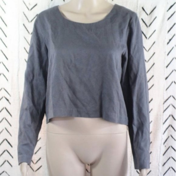 Rodebjer Long Sleeve Crop Top Gray Size Small - Picture 2 of 5
